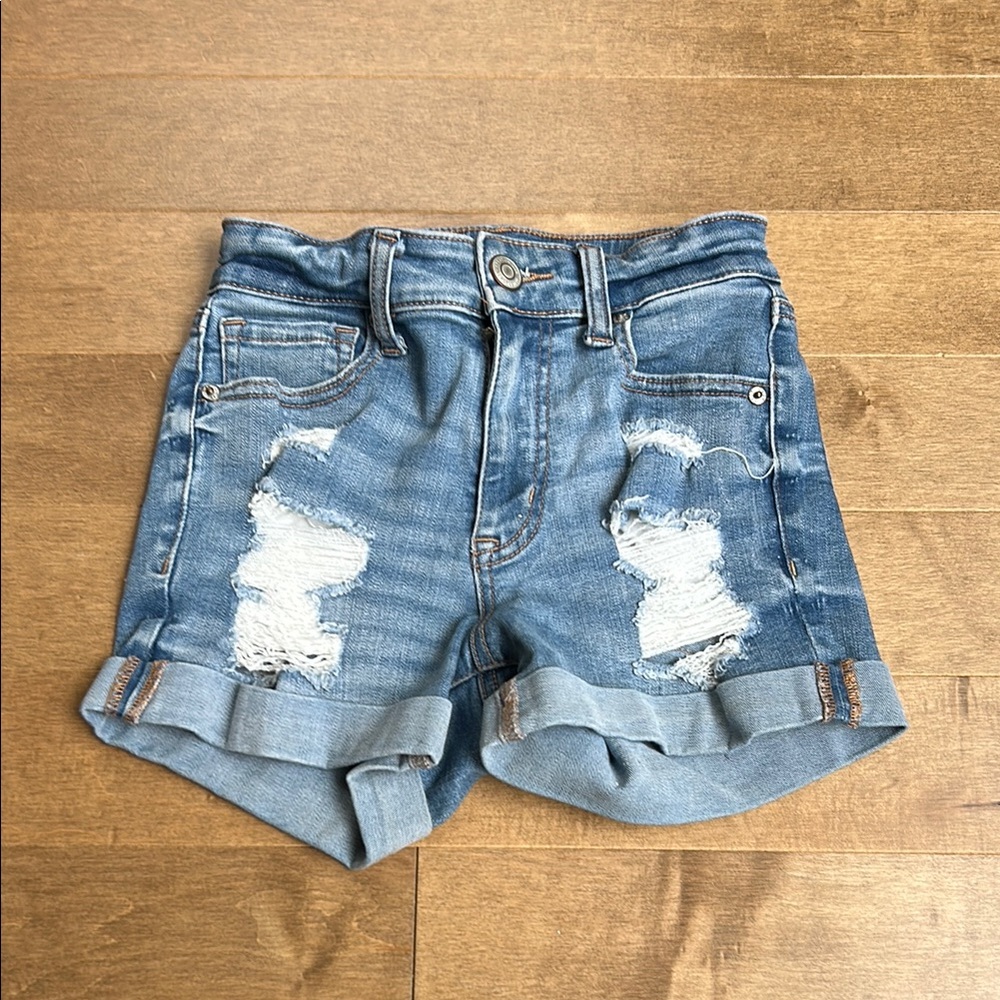 Aeropostale High Rise Midi Denim Shorts (Size 00)